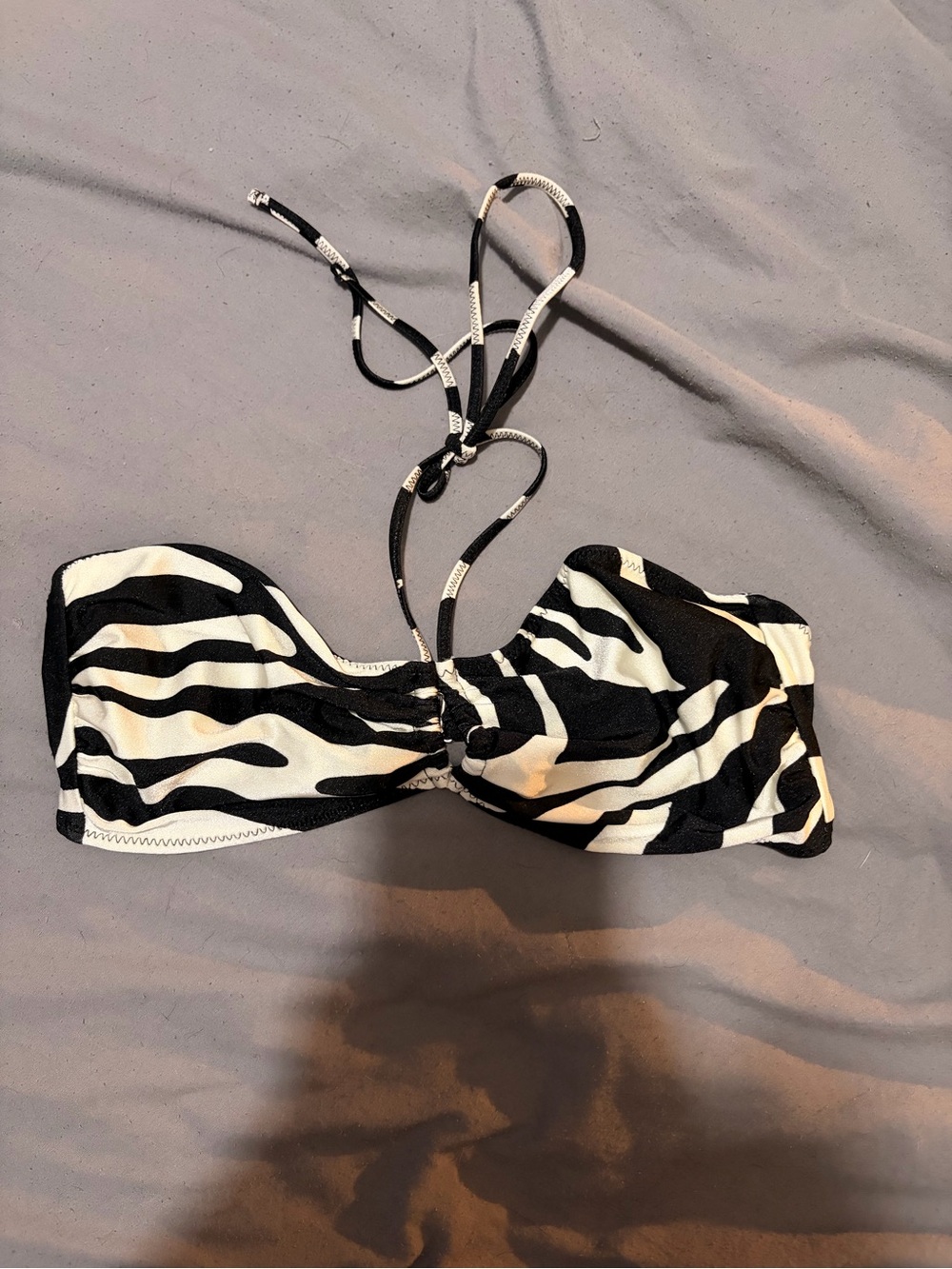 Ralph Lauren zebra Black and White Bandeau Swim Top